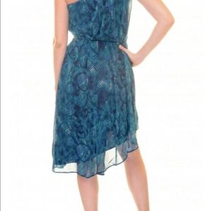 ANTHROPOLOGIE RACHEL ROY SNAKE PRINT 1 SHOULDER ASYMMETRIC PLEATED DRESS 2